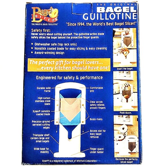 BAGEL GUILLOTINE ~ Original EASY, FAST, SAFER Bagel Slicer w/Safety Shield ~ NOB - Picture 4 of 11